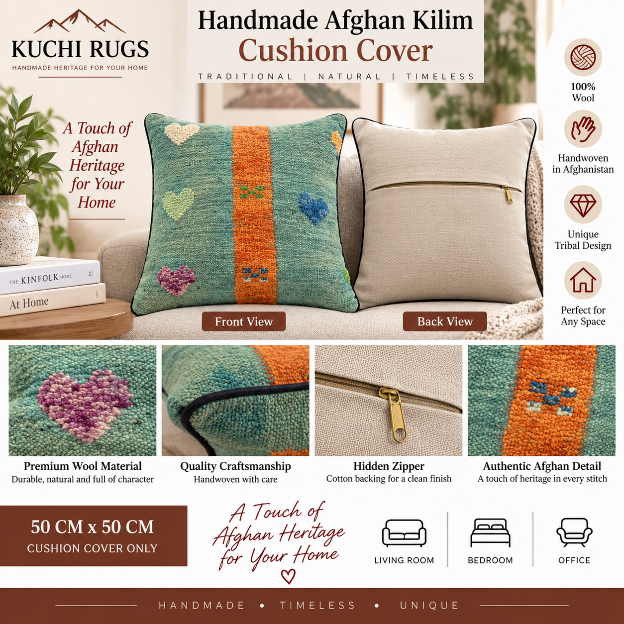 Handmade Modern Design Cushion cover 50 CM X 50 CM AF# 220