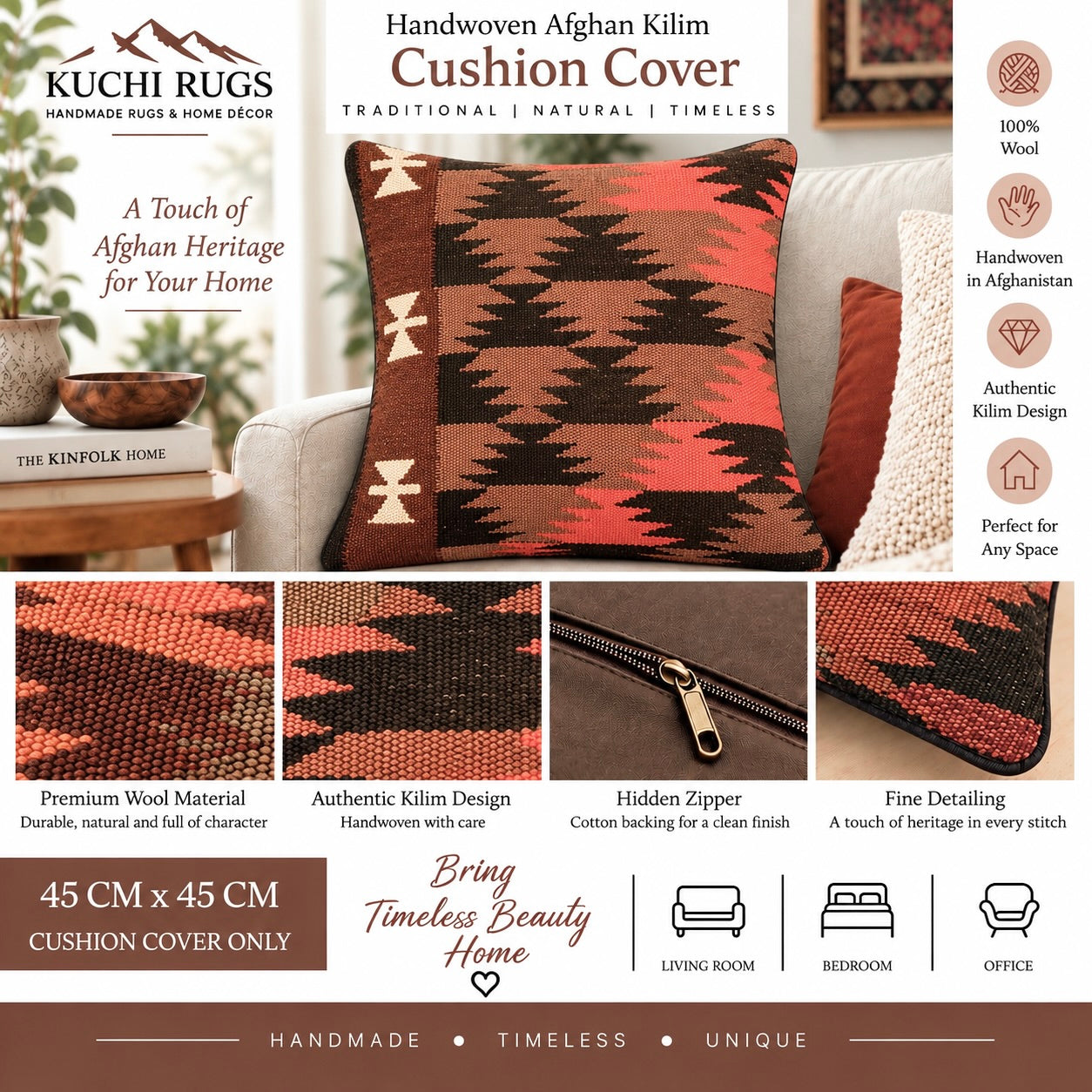 Handmade Traditional Cushion Cover 45cm X 45cm AF#640