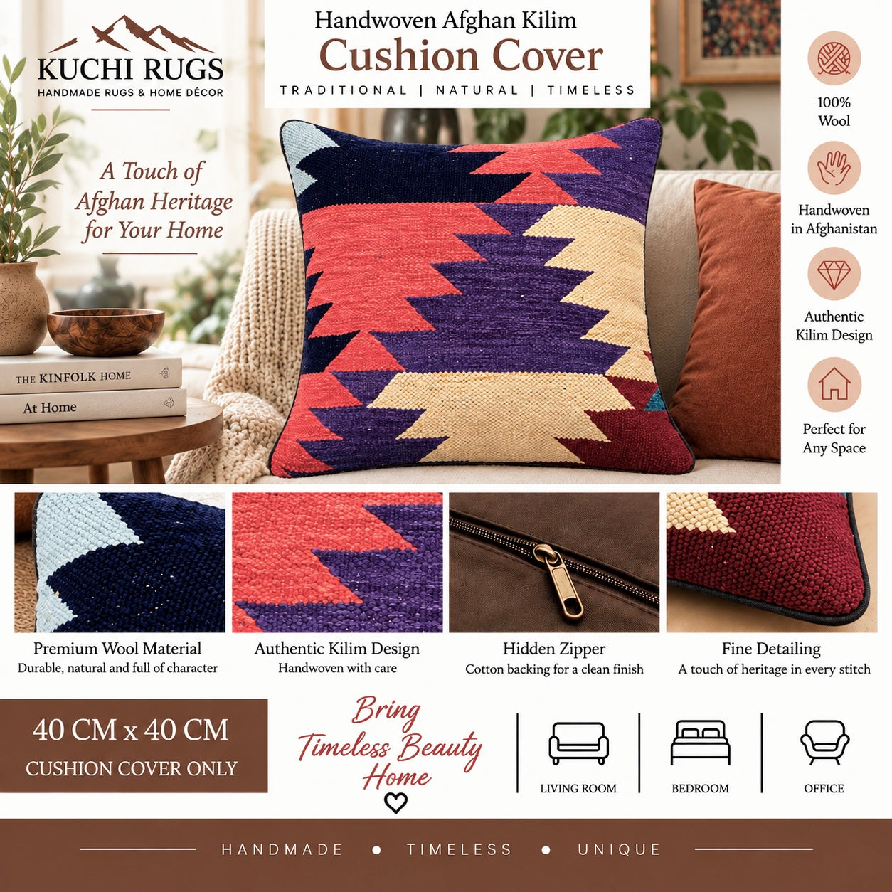 Handmade Traditional Cushion Cover 40cm x 40cm AF#653