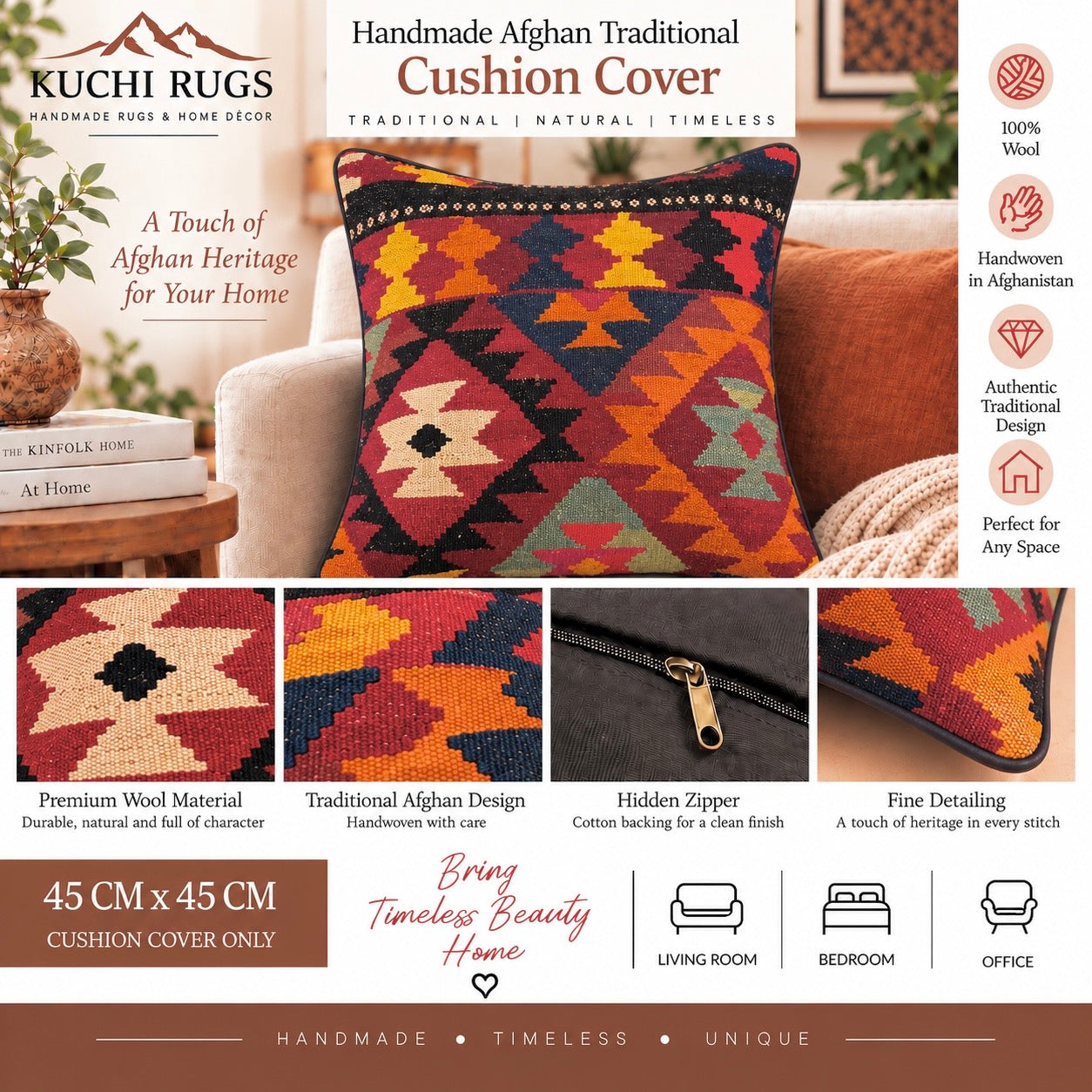 Handmade Traditional Cushion Cover 45 CM  x 45 CM AF#405