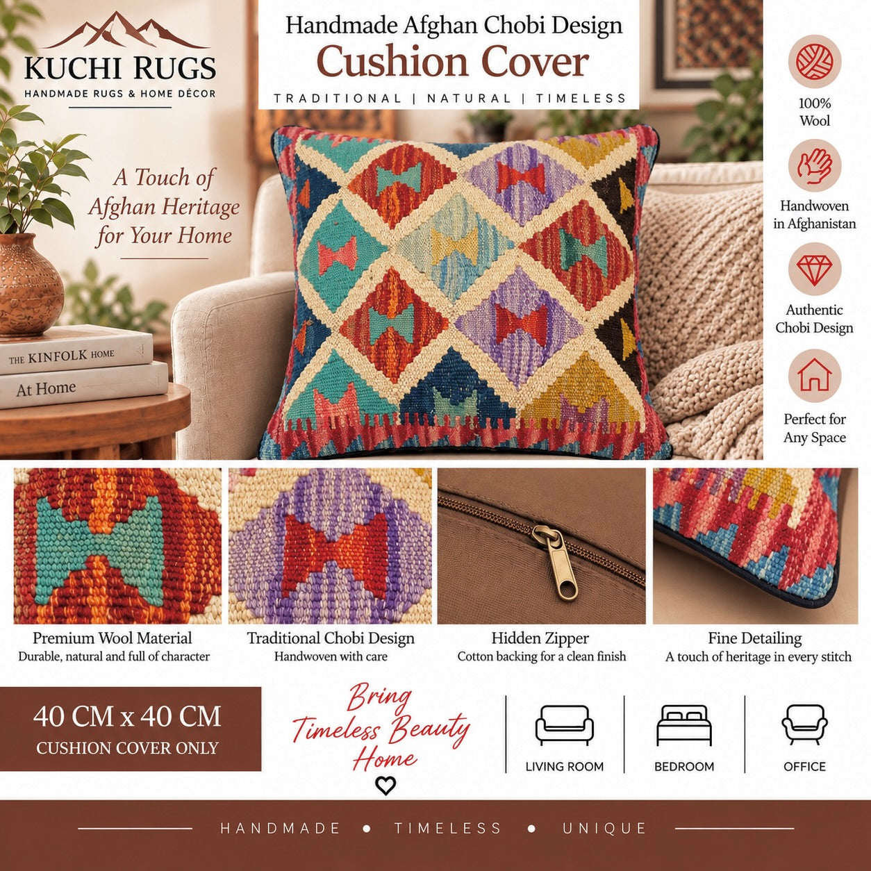 Handmade Chobi Cushion Cover 40 CM X 40 CM  AF#441