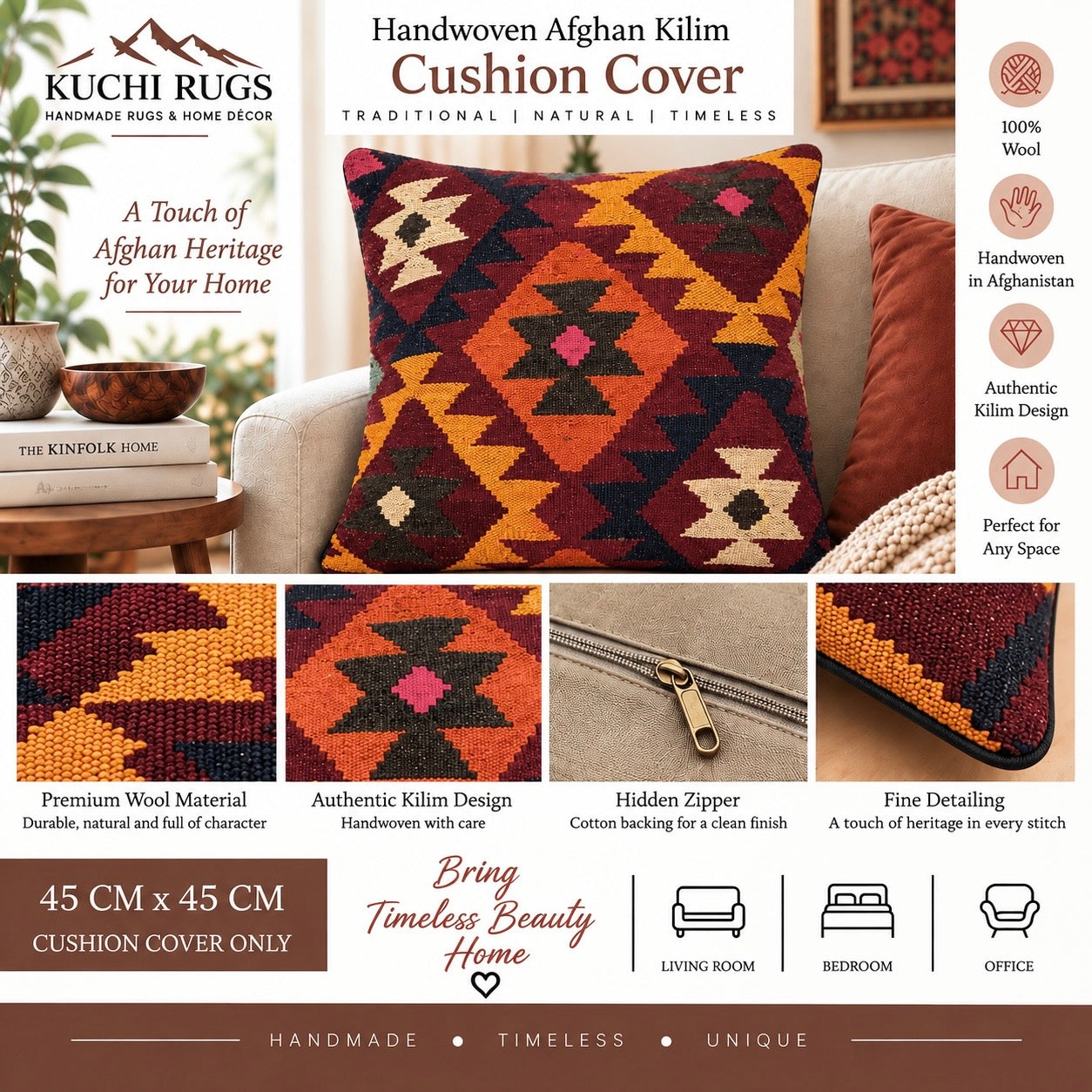 Handmade Traditional Cushion Cover 45cm X 45cm AF#644