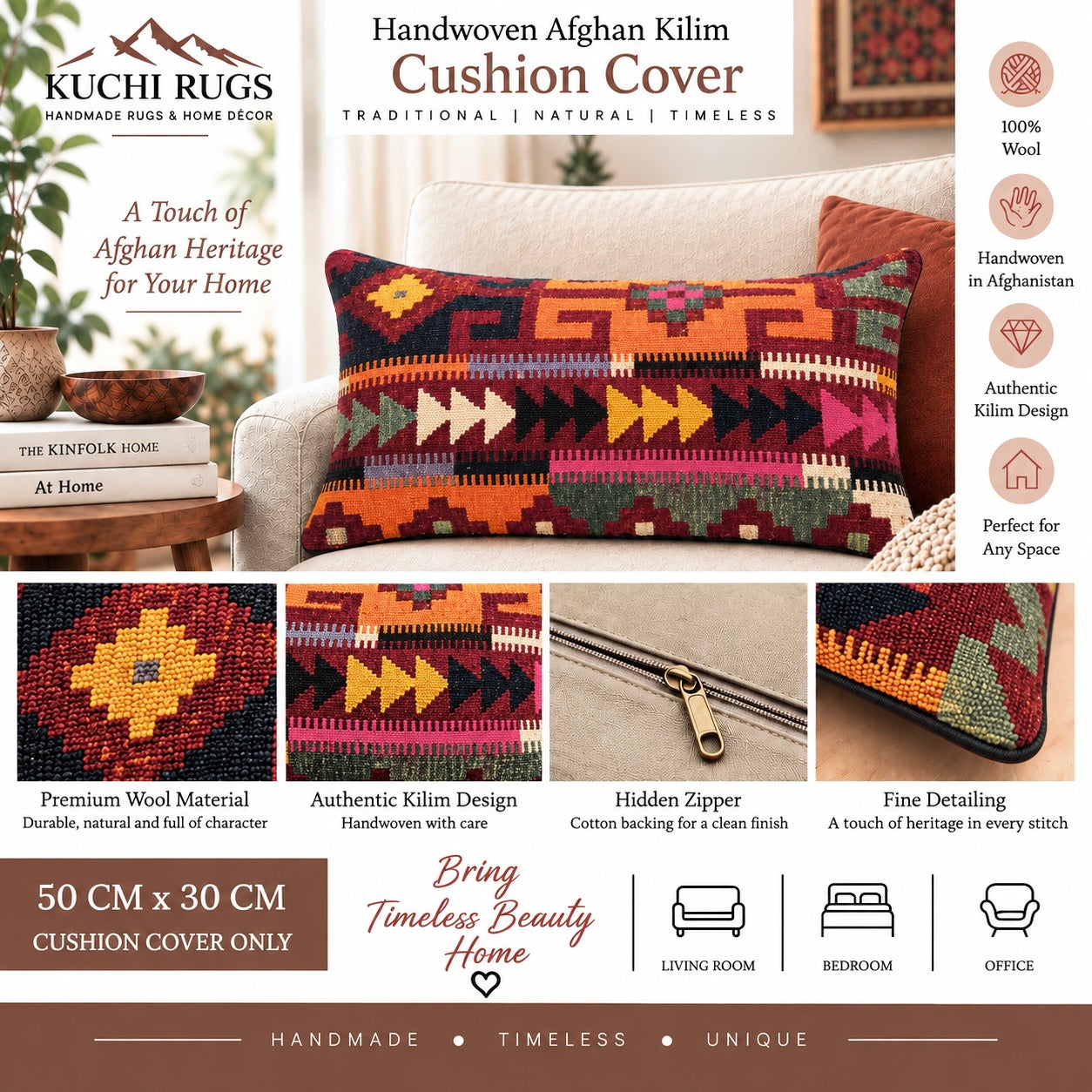 Handmade Traditional Cushion Cover 30cm X 50cm AF#678