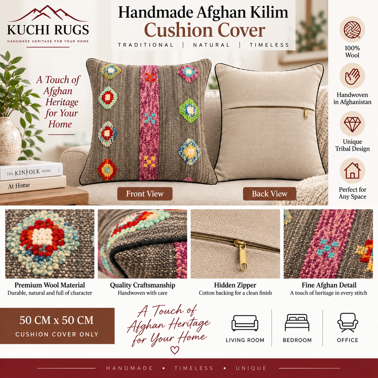 Handmade Modern Design Cushion cover 50 CM X 50 CM AF# 215