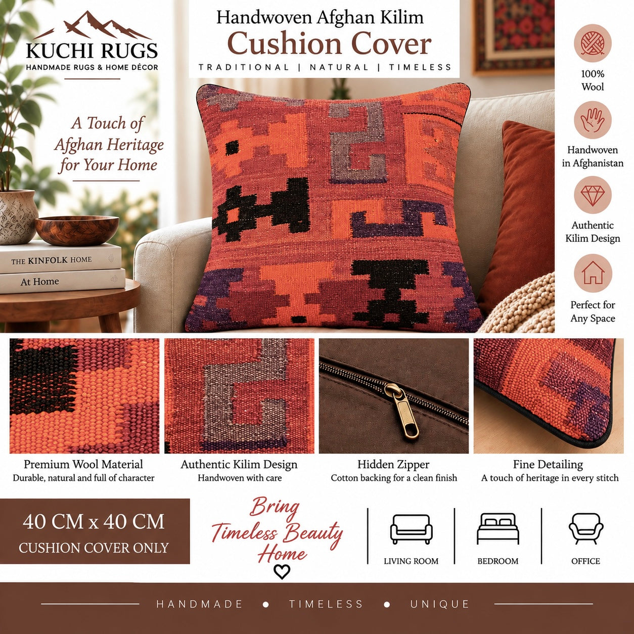 Handmade Traditional Cushion Cover 40cm x 40cm AF#629