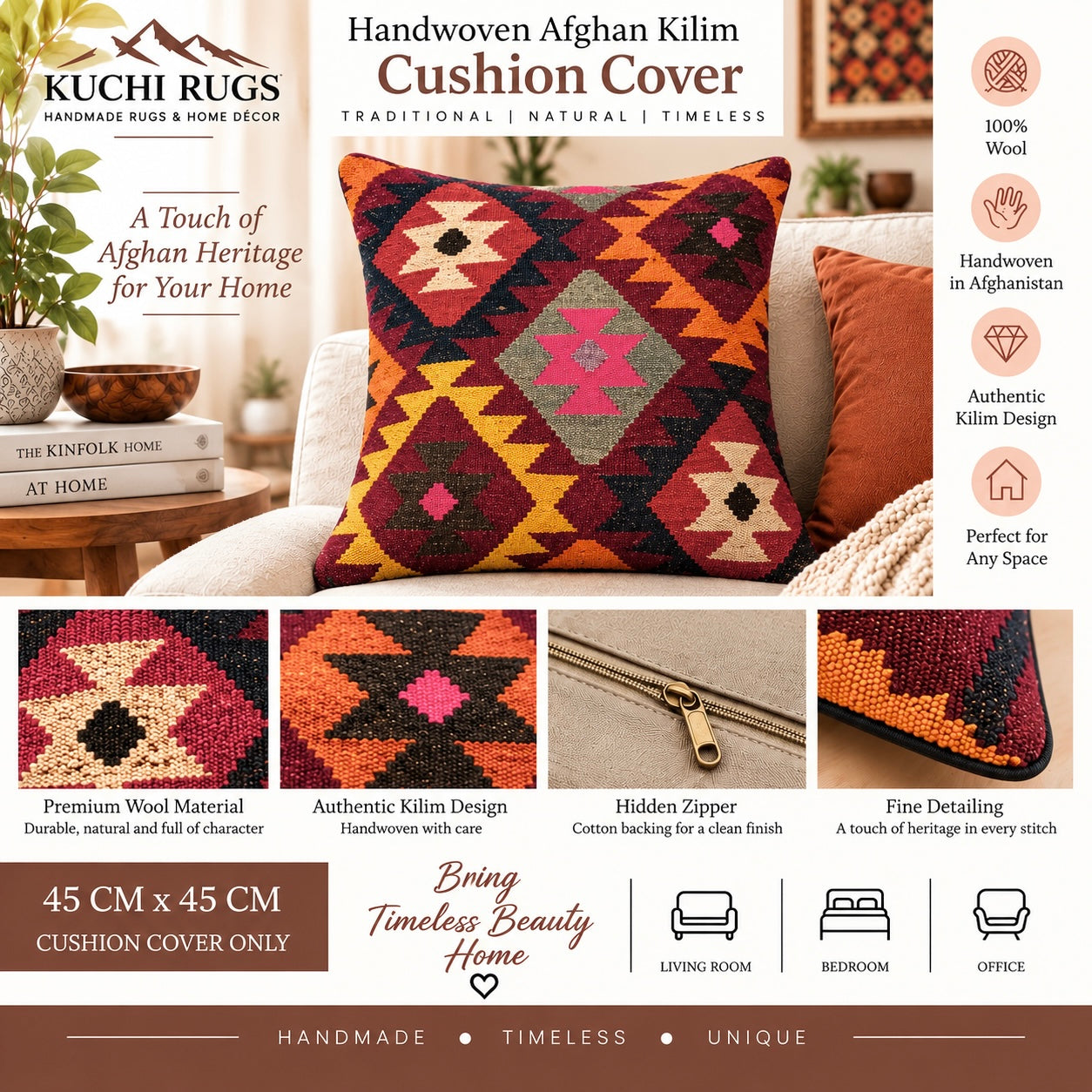 Handmade Traditional Cushion Cover 45cm X 45cm AF#667