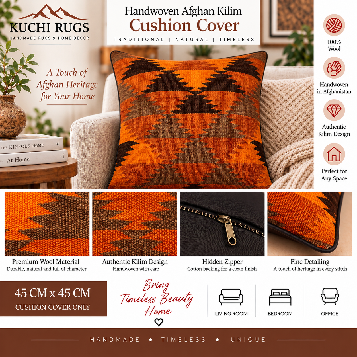 Handmade Traditional Cushion Cover 45 cm X 45 cm AF# 364
