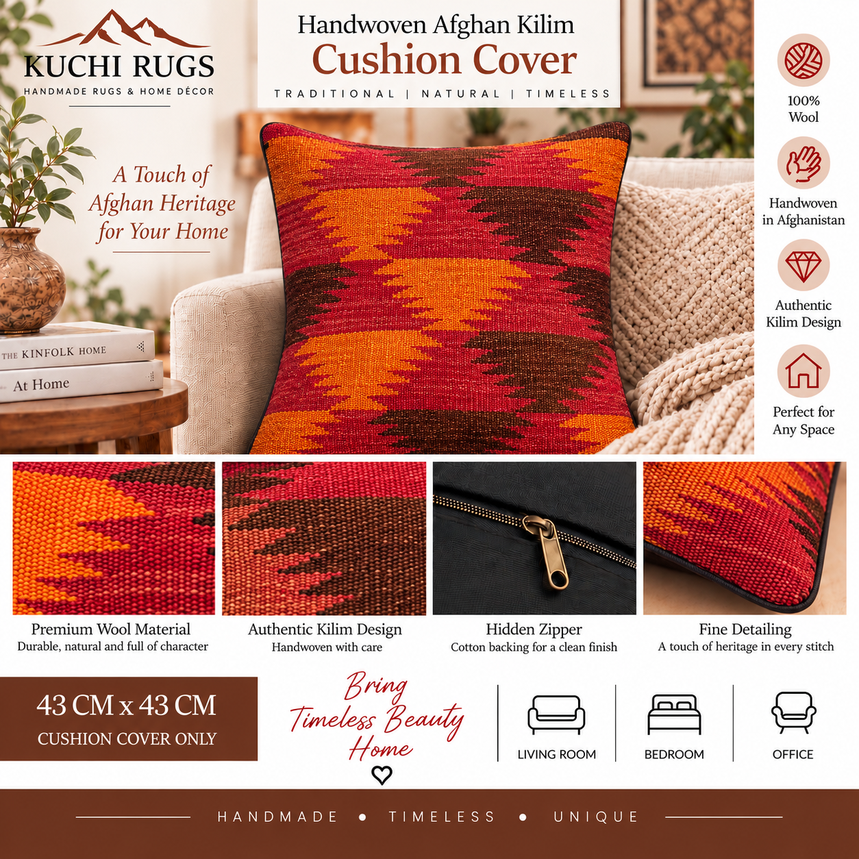 Handmade Traditional Cushion Cover 43 cm X 43 cm AF# 355