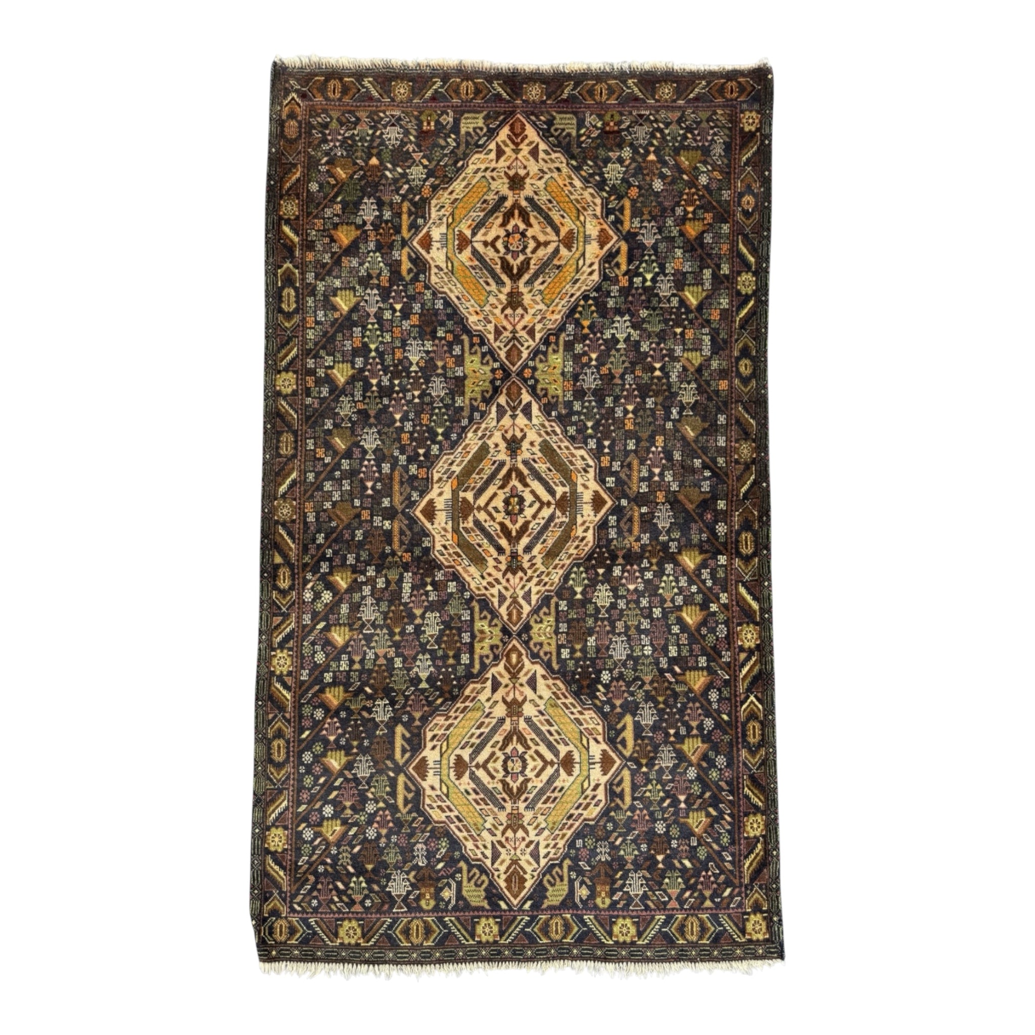 Decorative rug with geometric pattern on a white background
