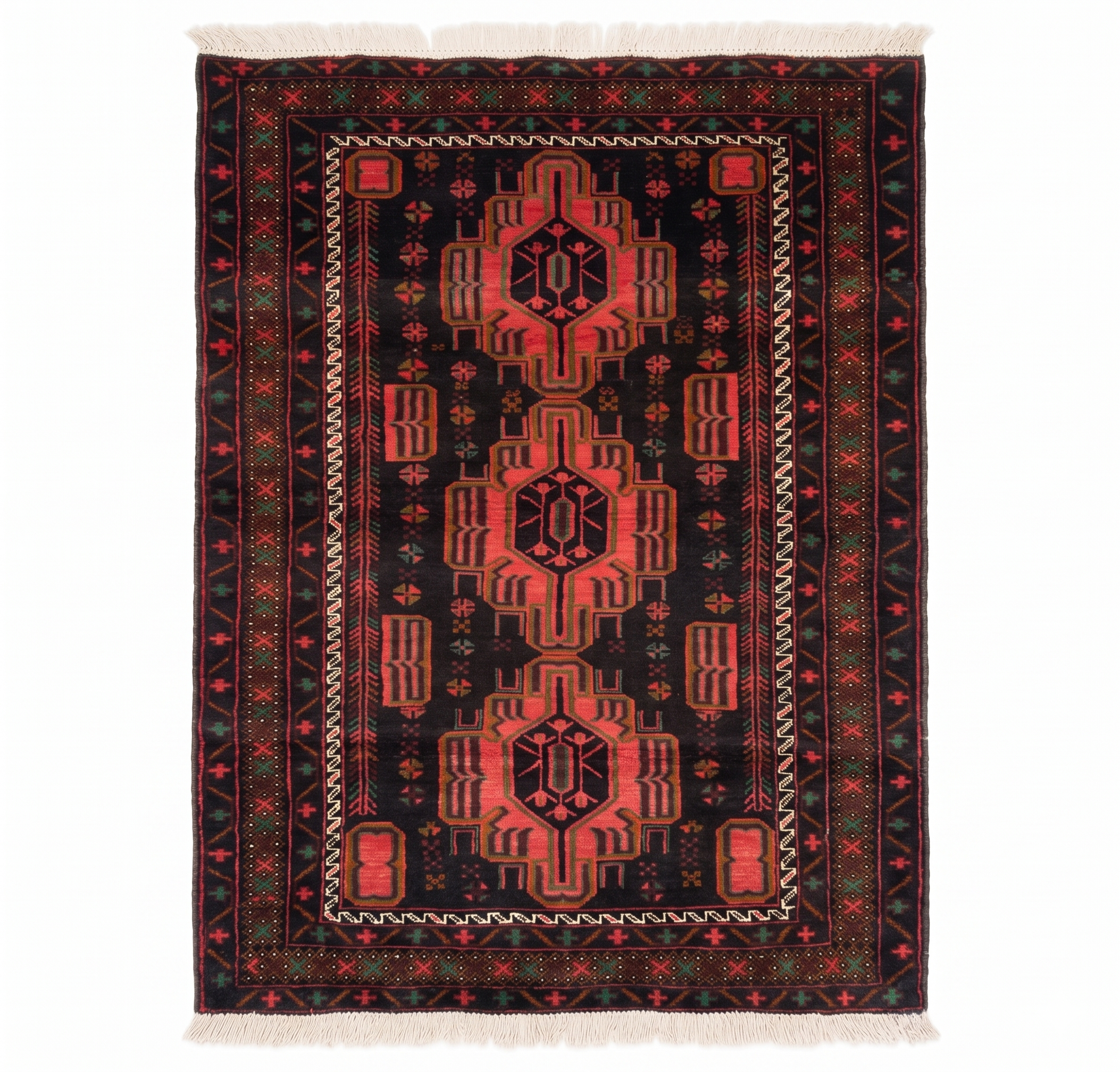 Handmade Afghan Traditional Balochi Rug 215CM x 110CM ES# 1193