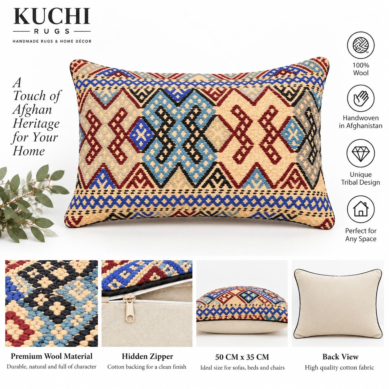 Handmade Tribal Design Cushion Cover 45 cm x 45 cm  AF#135