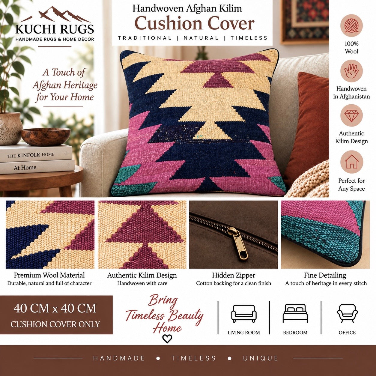 Handmade Traditional Cushion Cover 45cm x 45cm AF#622