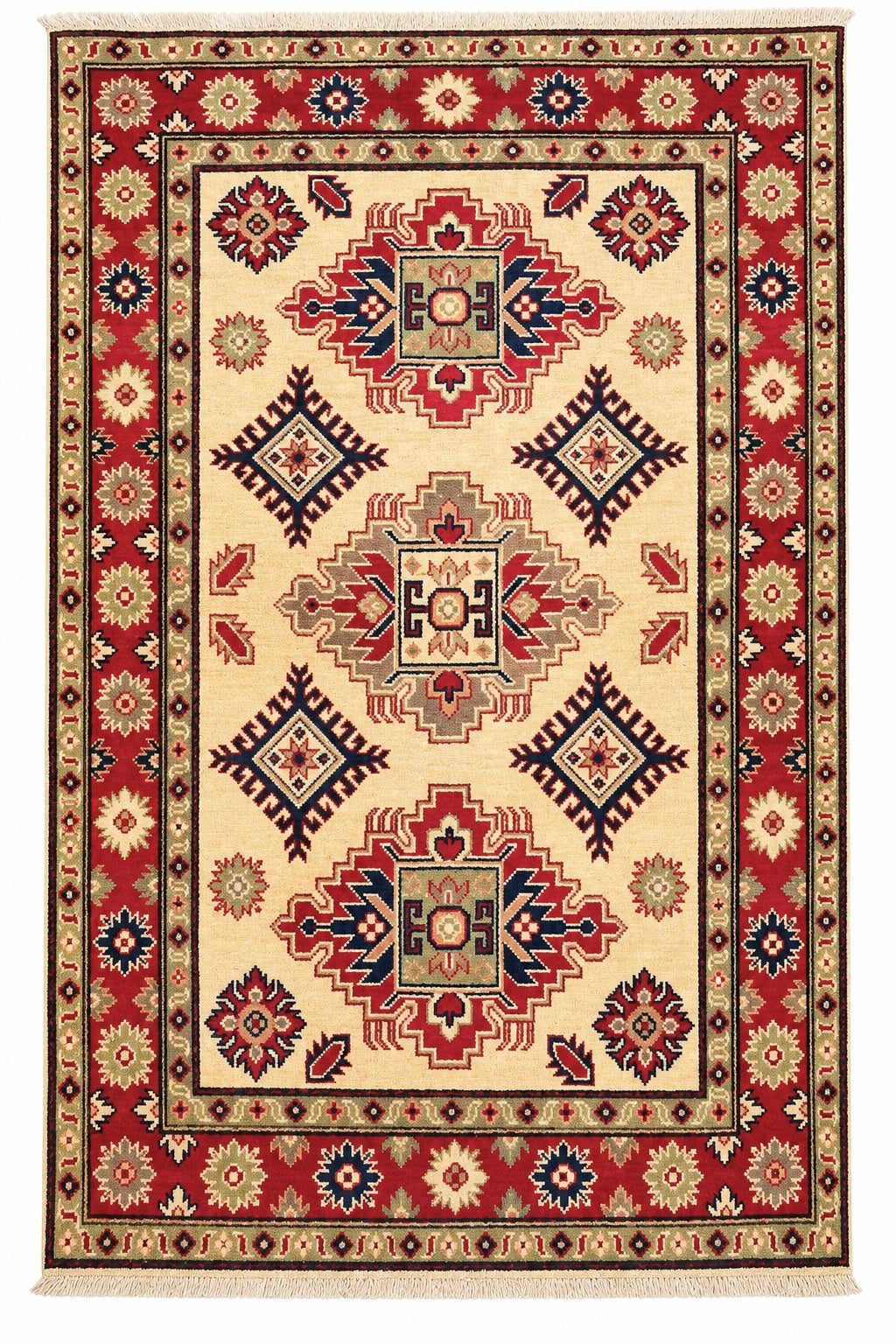 Handmade Afghan Traditional Kazak Wool Rug – 170 CM x 100 CM