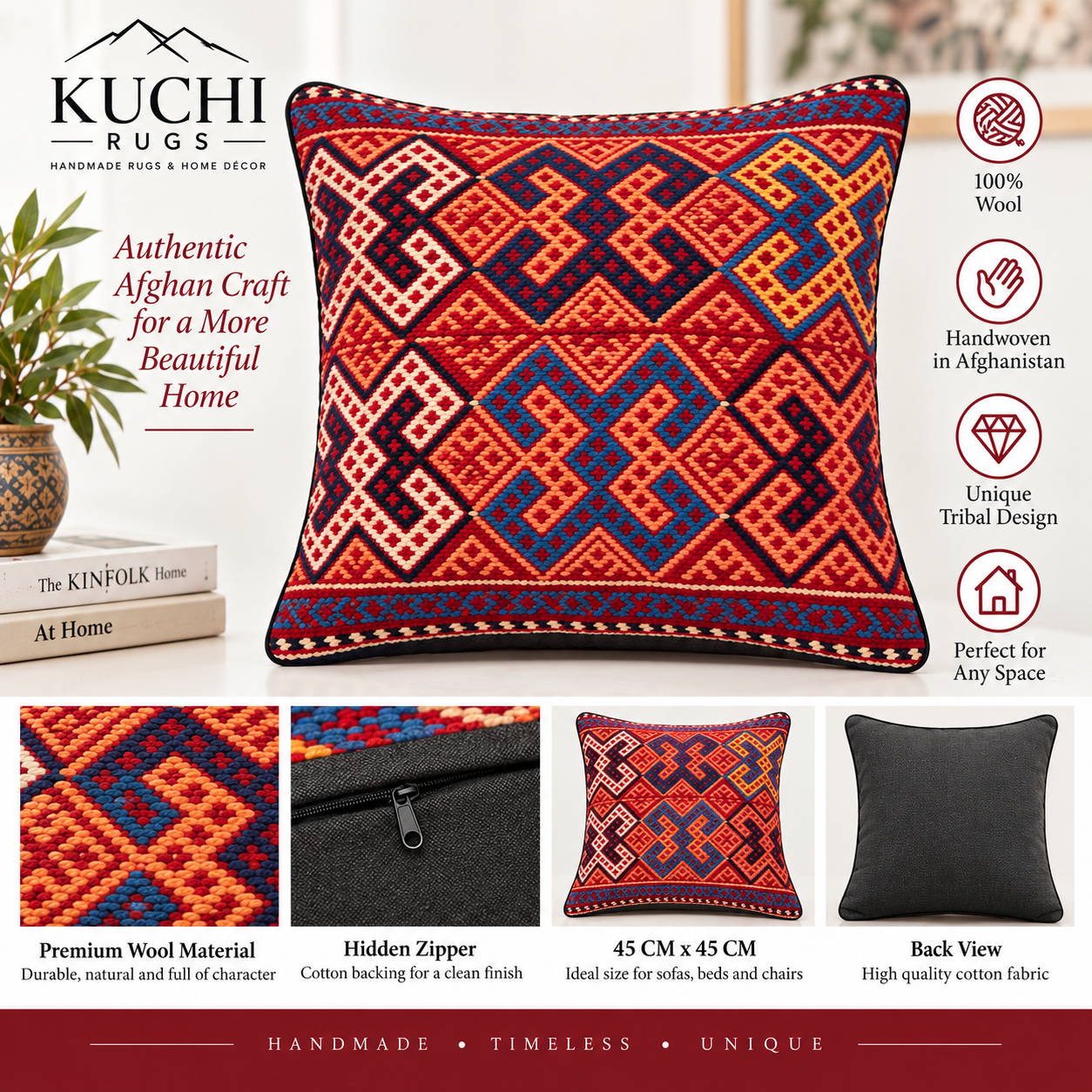 Handmade Kuchi Design Cushion Cover 45cm X 45cm AF# 184