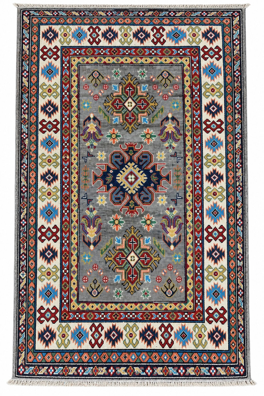 Handmade Afghan Traditional Kazak Wool Rug – 164 CM x 92 CM