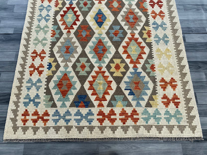 Handmade Afghan Chobi Kilim Rug 192  CM x  154 CM ( SS # 132 )