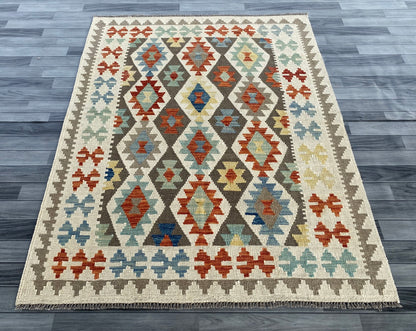 Handmade Afghan Chobi Kilim Rug 192  CM x  154 CM ( SS # 132 )