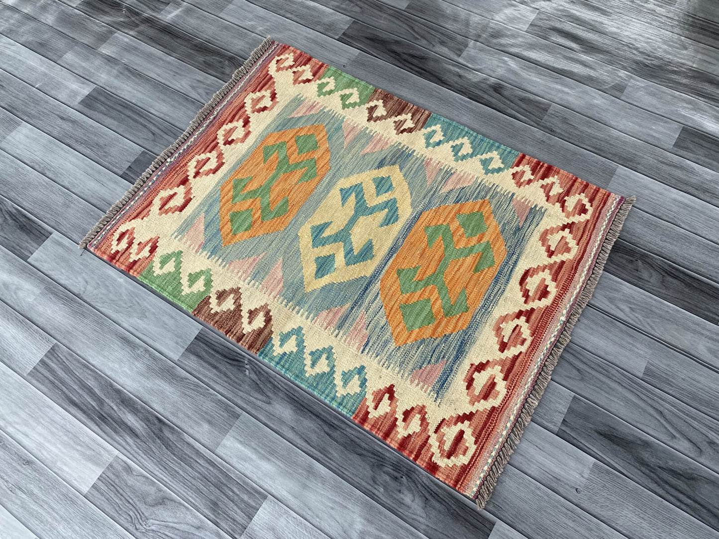 Handmade Afghan Chobi Kilim Rug 103x77 cm KAS#726