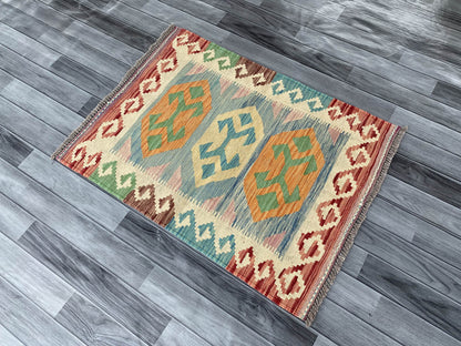 Handmade Afghan Chobi Kilim Rug 103x77 cm KAS#726