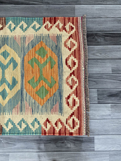 Handmade Afghan Chobi Kilim Rug 103x77 cm KAS#726