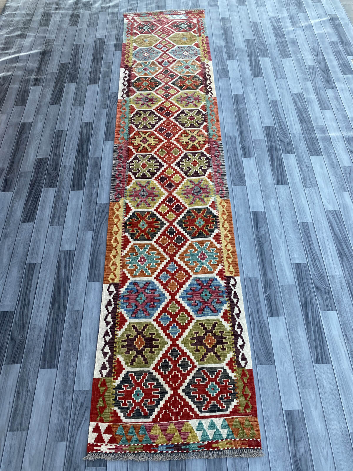 Handmade Flat Weave Kilim Rug ( 392 cm x 82 cm )