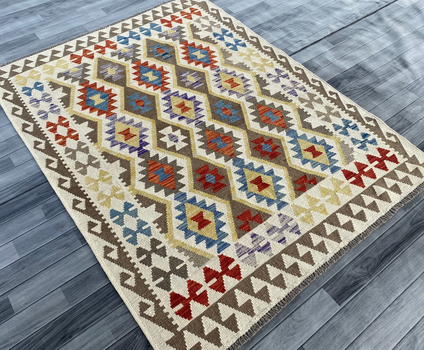 Handmade Afghan Chobi Kilim Rug 195  CM x  153 CM ( SS # 131)