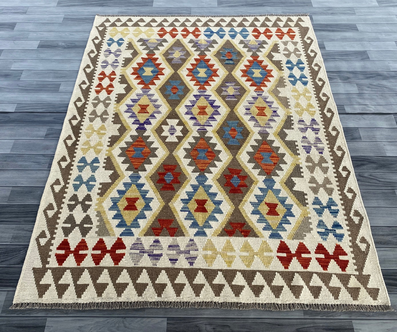 Handmade Afghan Chobi Kilim Rug 195  CM x  153 CM ( SS # 131)
