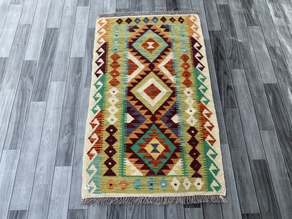 Handmade Afghan Chobi Kilim Rug 126x77 cm KAS#728