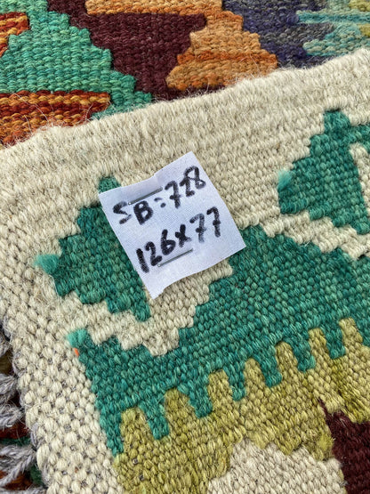 Handmade Afghan Chobi Kilim Rug 126x77 cm KAS#728