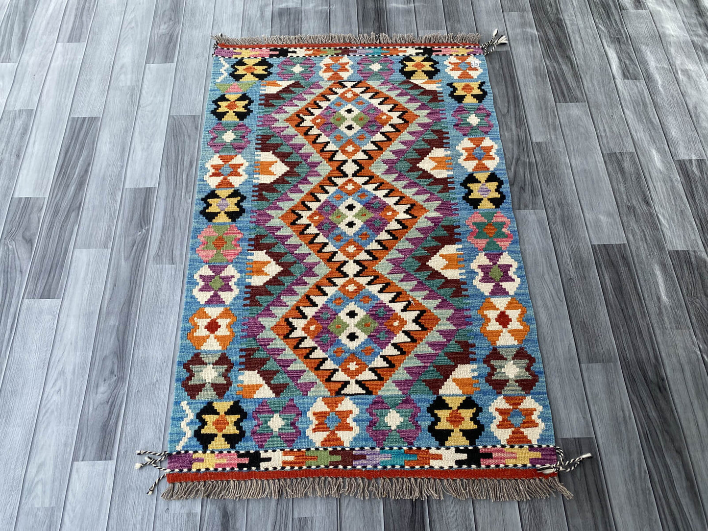 Handmade Afghan Chobi Kilim Rug 130x87 cm KAS#729