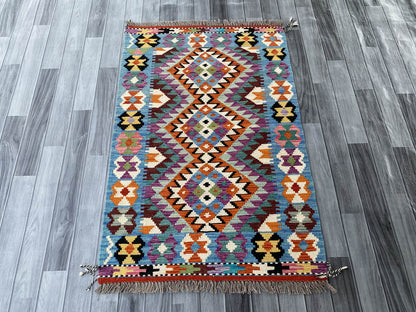 Handmade Afghan Chobi Kilim Rug 130x87 cm KAS#729