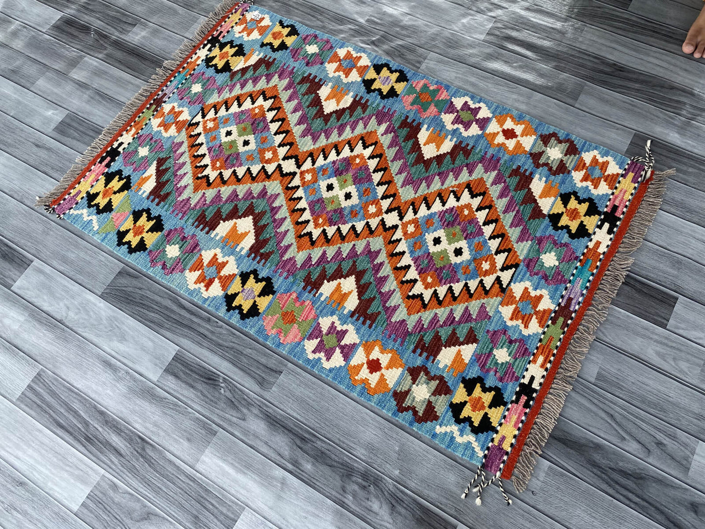 Handmade Afghan Chobi Kilim Rug 130x87 cm KAS#729
