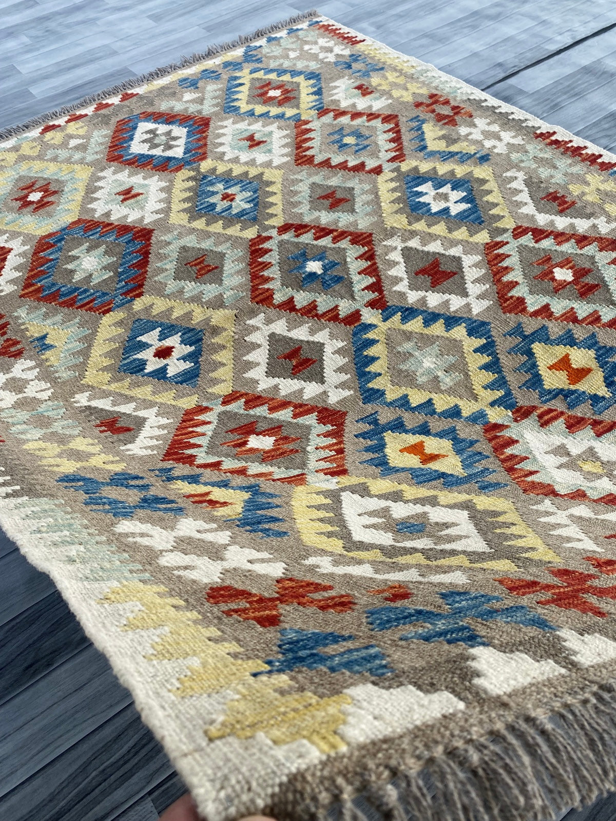 Handmade Afghan Chobi Kilim Rug 194  CM x  149 CM  SS # 129