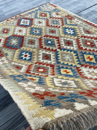 Handmade Afghan Chobi Kilim Rug 194  CM x  149 CM ( SS # 129 )