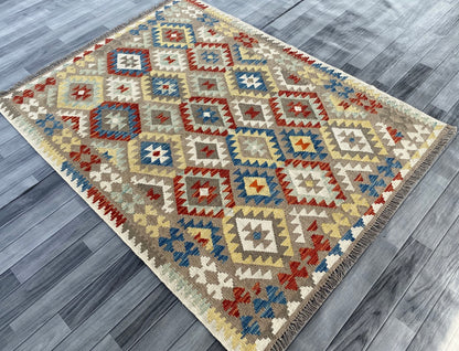 Handmade Afghan Chobi Kilim Rug 194  CM x  149 CM ( SS # 129 )