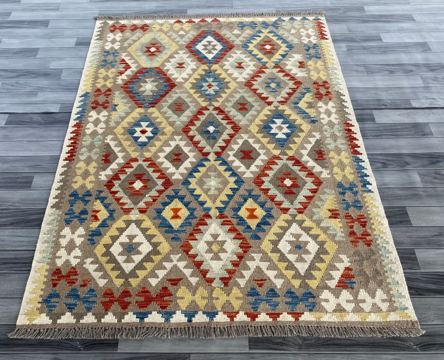 Handmade Afghan Chobi Kilim Rug 194  CM x  149 CM ( SS # 129 )