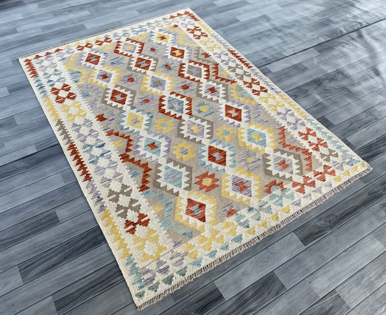 Handmade Afghan Chobi Kilim Rug 195  CM x  147 CM SS # 126