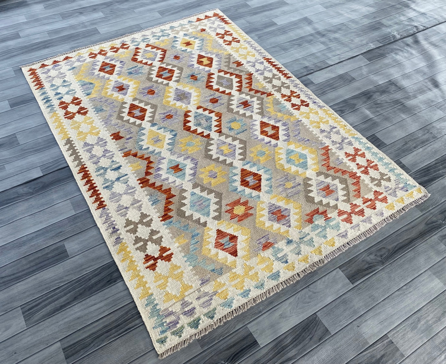 Handmade Afghan Chobi Kilim Rug 195  CM x  147 CM ( SS # 126 )