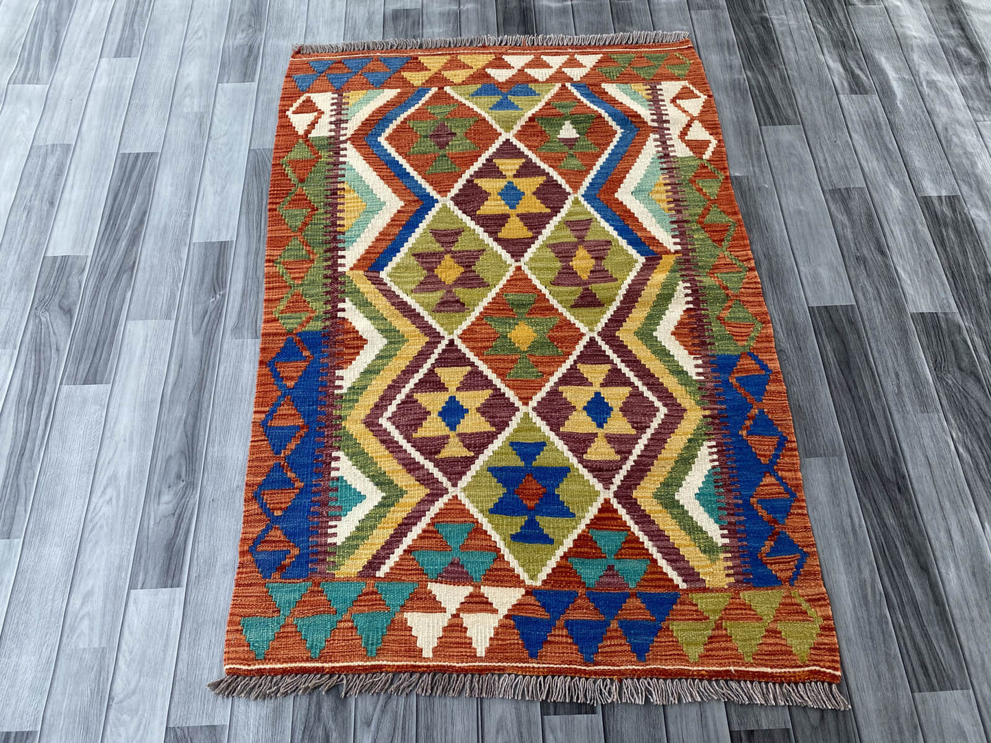 Handmade Afghan Chobi Kilim Rug 145x101 cm KAS#736