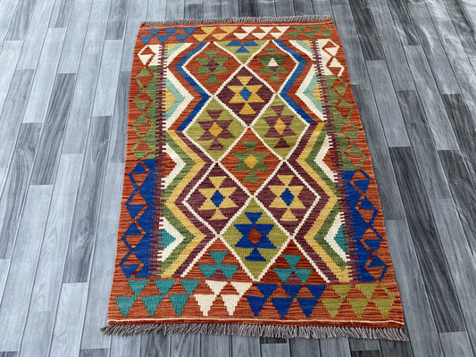 Handmade Afghan Chobi Kilim Rug 145x101 cm KAS#736