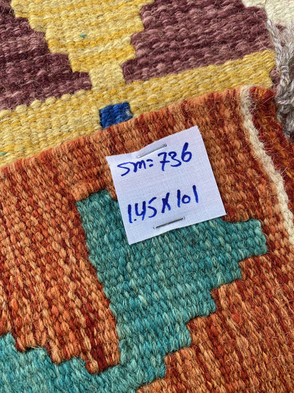 Handmade Afghan Chobi Kilim Rug 145x101 cm KAS#736