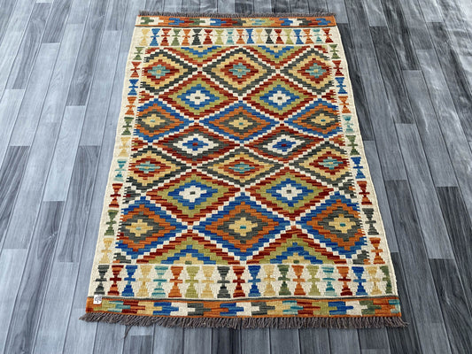 Handmade Afghan Chobi Kilim Rug 146x109 cm KAS#738