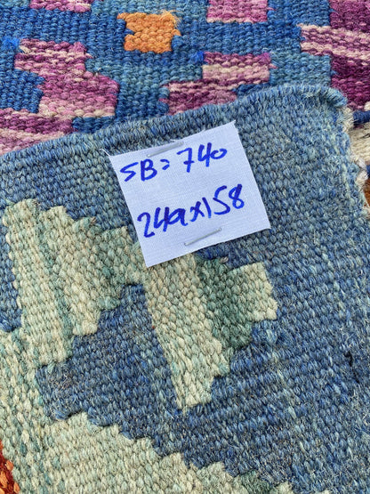 Handmade Afghan Chobi Kilim Rug 249x158 cm KAS#740