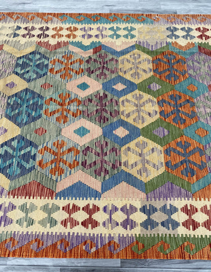 Handmade Afghan Chobi Kilim Rug 241x187 cm KAS#741