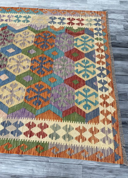 Handmade Afghan Chobi Kilim Rug 241x187 cm KAS#741