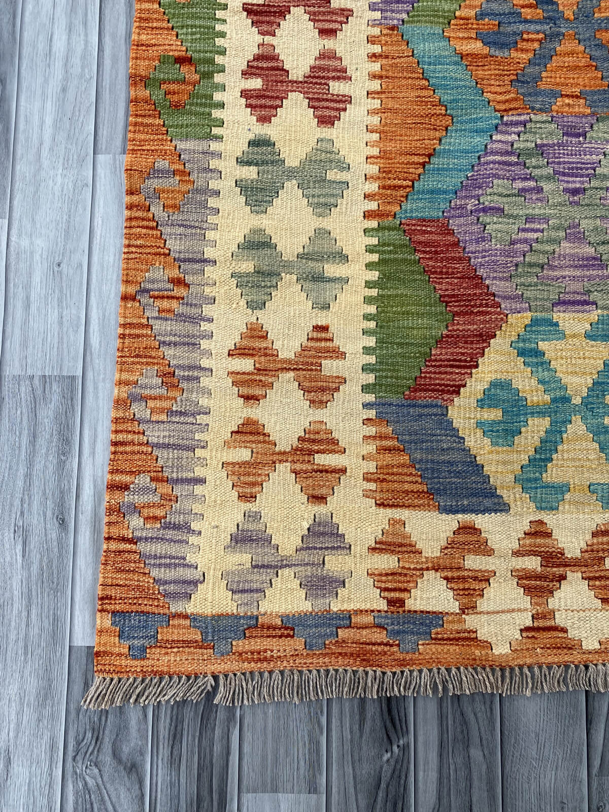 Handmade Afghan Chobi Kilim Rug 241x187 cm KAS#741