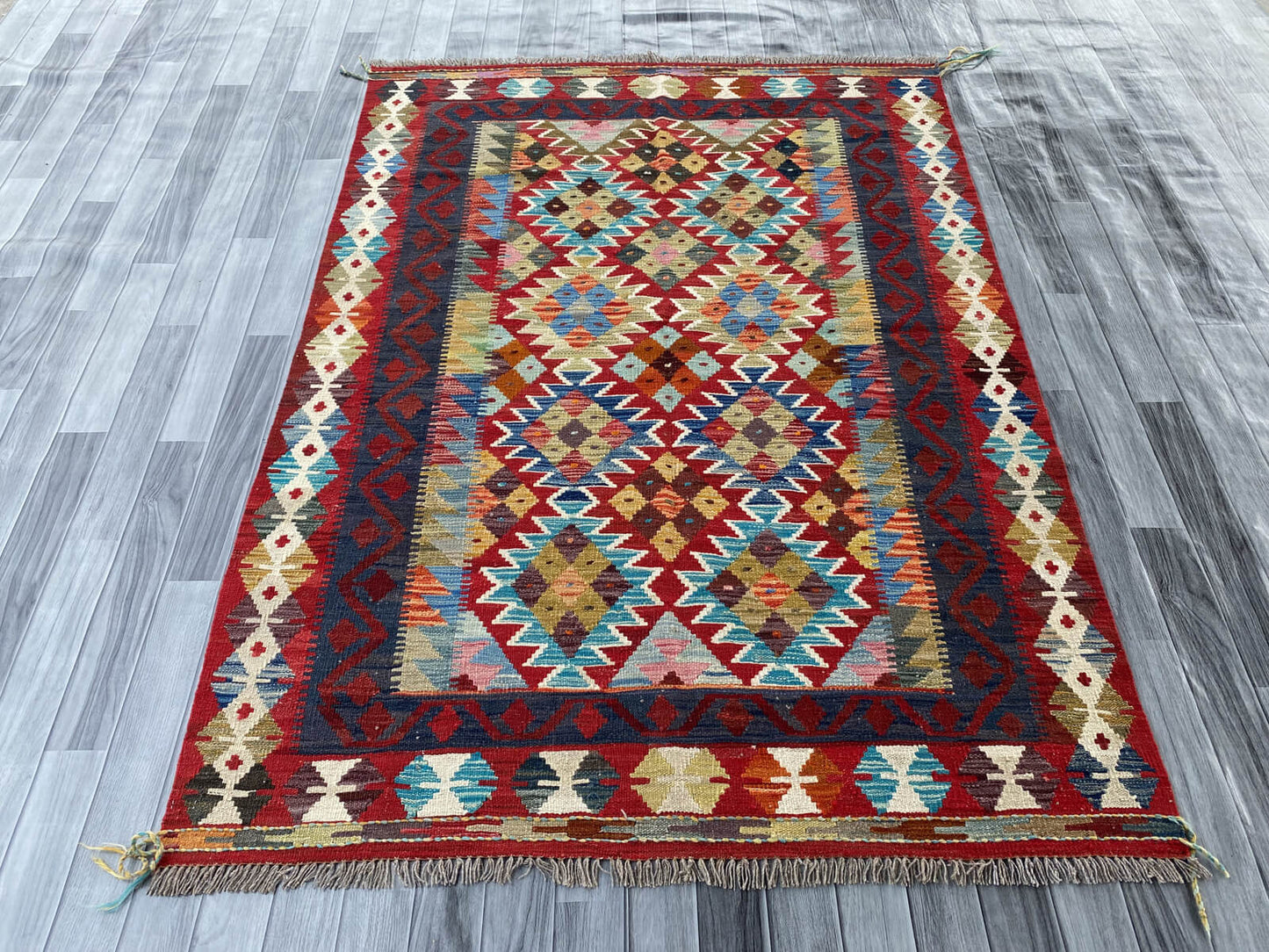 Handmade Afghan Chobi Kilim Rug 206x147 cm KAS#743