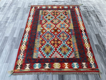 Handmade Afghan Chobi Kilim Rug 206x147 cm KAS#743