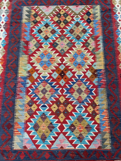 Handmade Afghan Chobi Kilim Rug 206x147 cm KAS#743