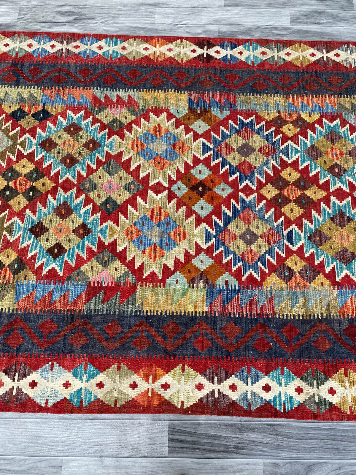 Handmade Afghan Chobi Kilim Rug 206x147 cm KAS#743